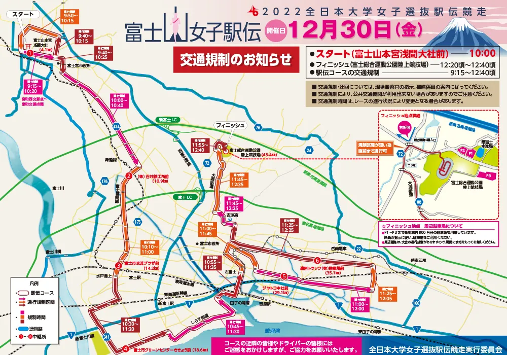2020富士山女子駅伝 コース・交通規制
